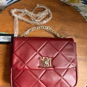 Badgley Mischka Red Quilted Cross Body Or shoulder Bag Wine NWT Retail $180